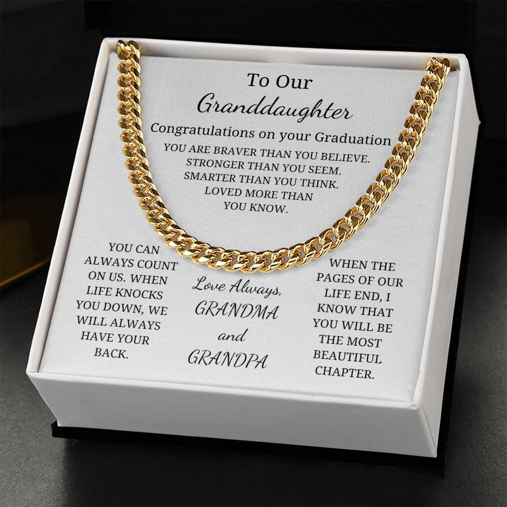 To Our Granddaughter - When the pages of our life end, I know that you will be the most beautiful chapter (Cuban Link Chain necklace Female)