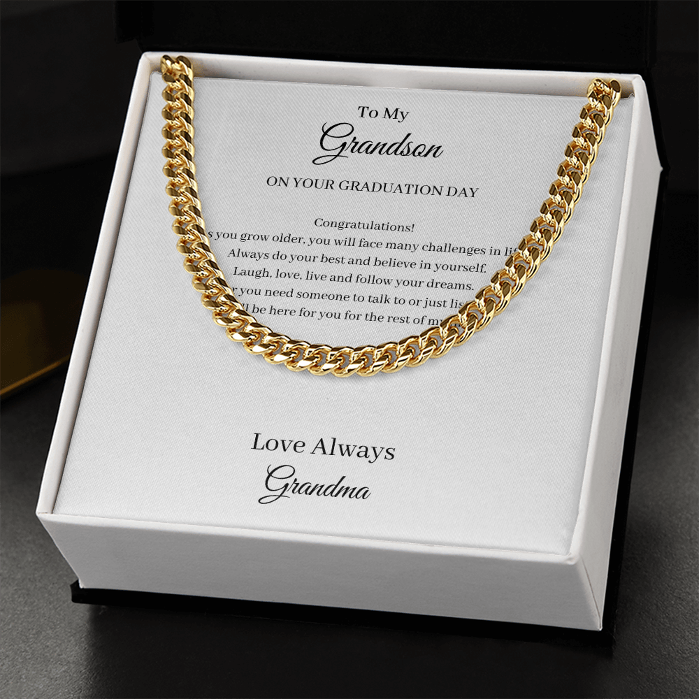 To My Grandson - Graduation (Cuban Link Chain Necklace)