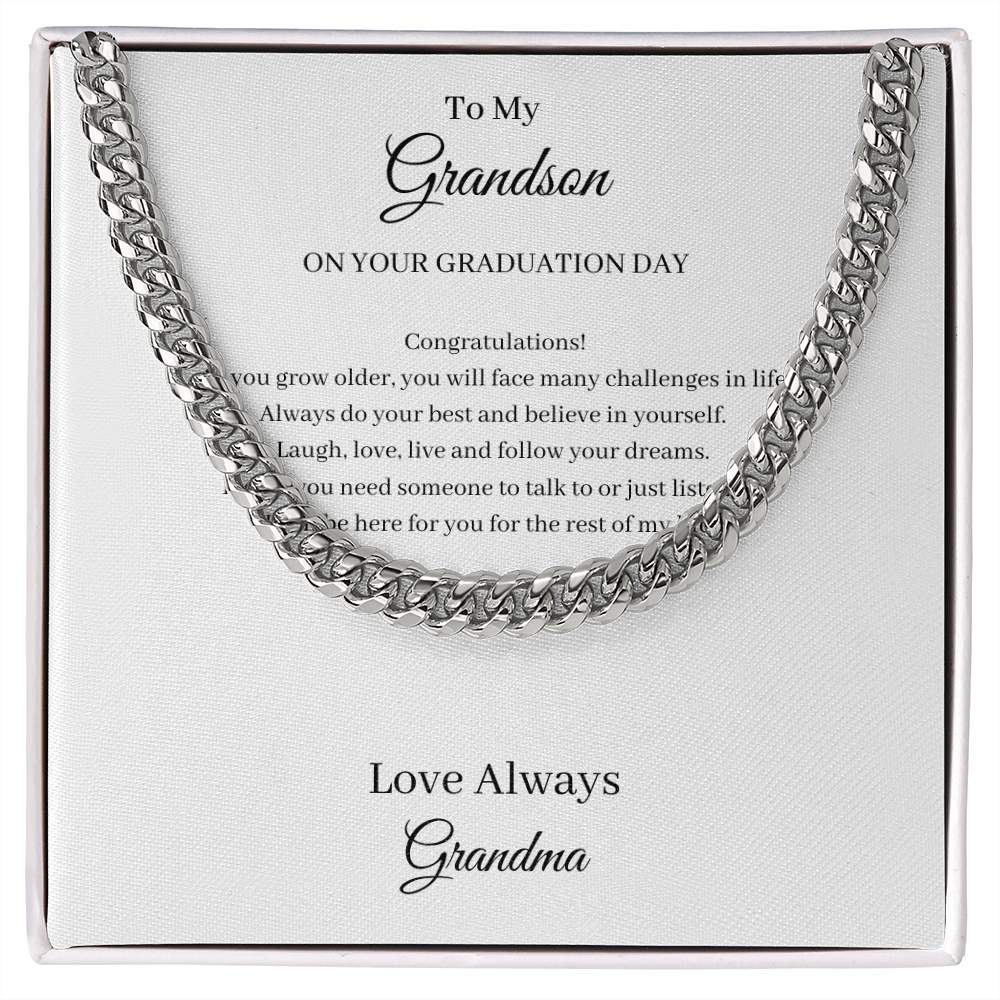 To My Grandson - Graduation (Cuban Link Chain Necklace)