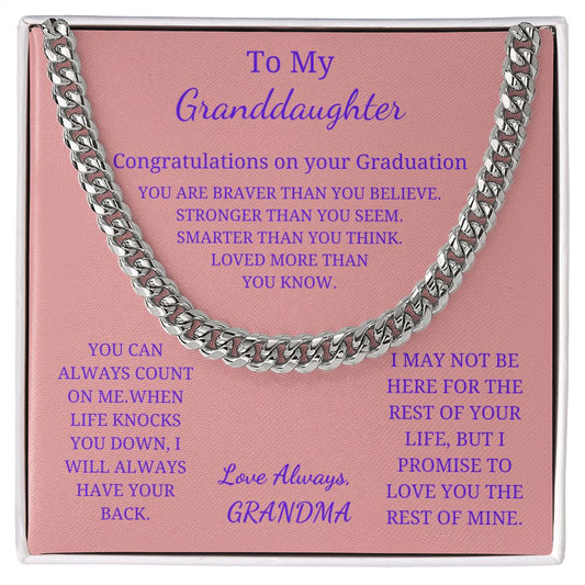 To My Granddaughter - Loved more than you know (Cuban Link Chain necklace Female)