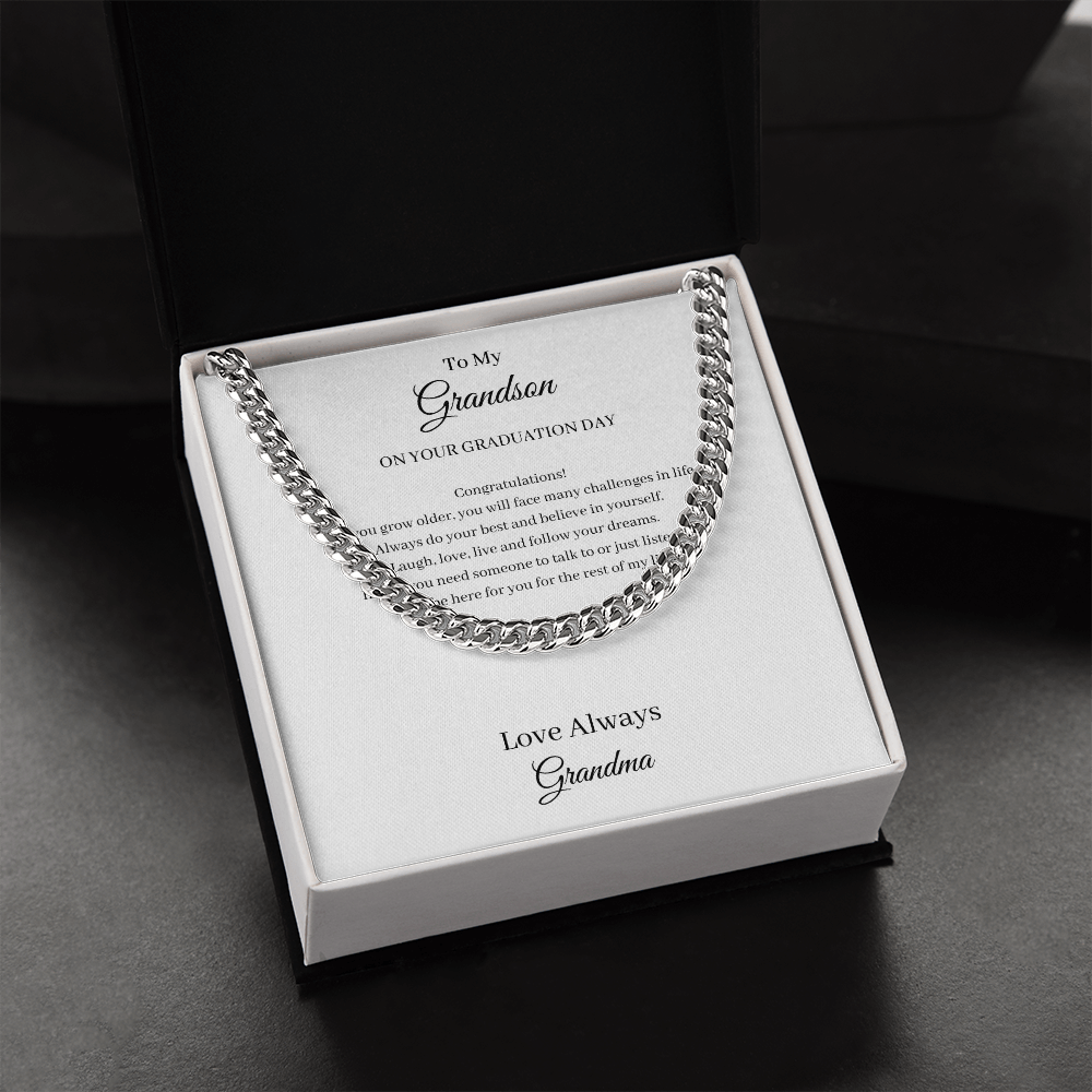 To My Grandson - Graduation (Cuban Link Chain Necklace)