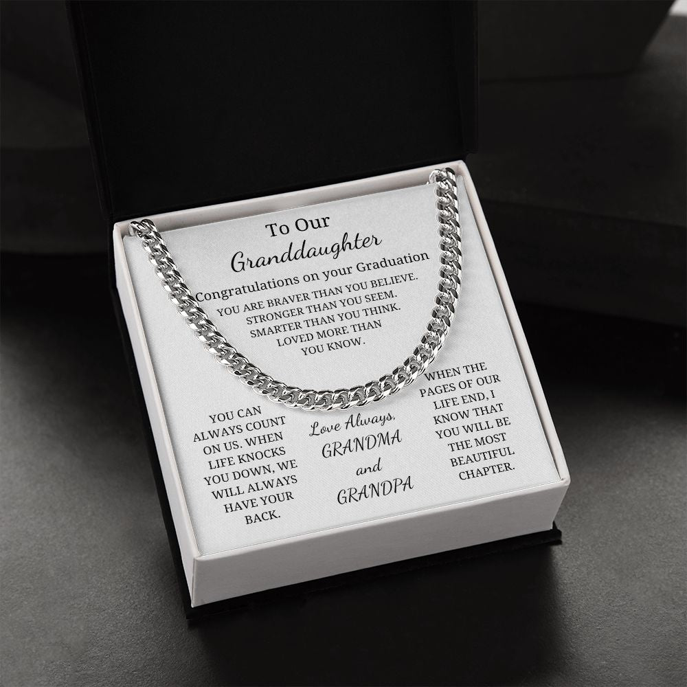 To Our Granddaughter - When the pages of our life end, I know that you will be the most beautiful chapter (Cuban Link Chain necklace Female)