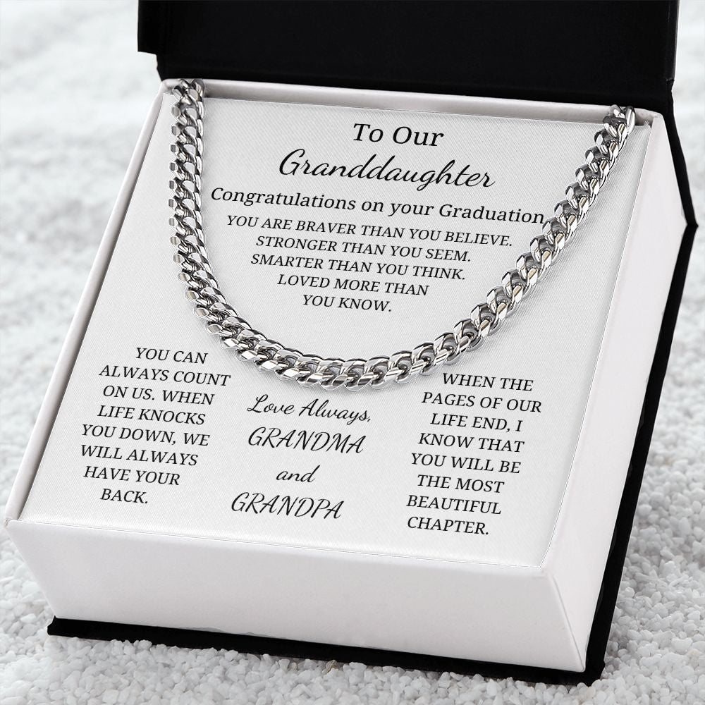 To Our Granddaughter - When the pages of our life end, I know that you will be the most beautiful chapter (Cuban Link Chain necklace Female)