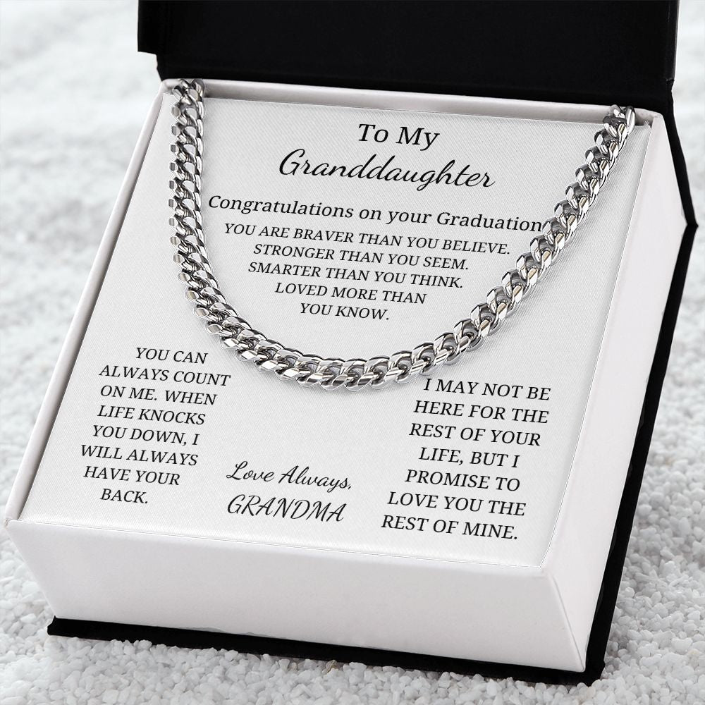 To My Granddaughter - Loved more than you know - You can always count on me (Cuban Link Chain necklace Female)