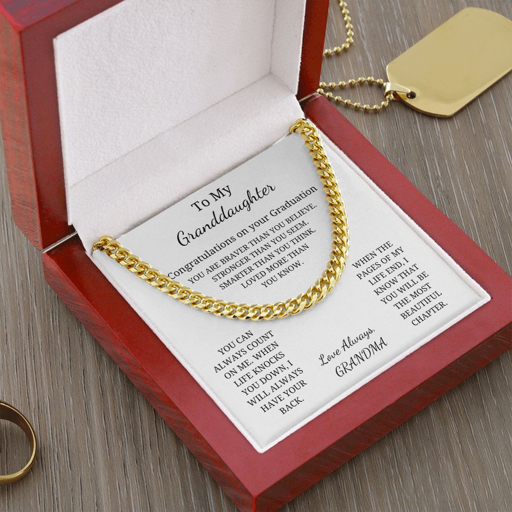 To My Granddaughter - When the pages of my life end, I know that you will be the most beautiful chapter (Cuban Link Chain necklace Female)
