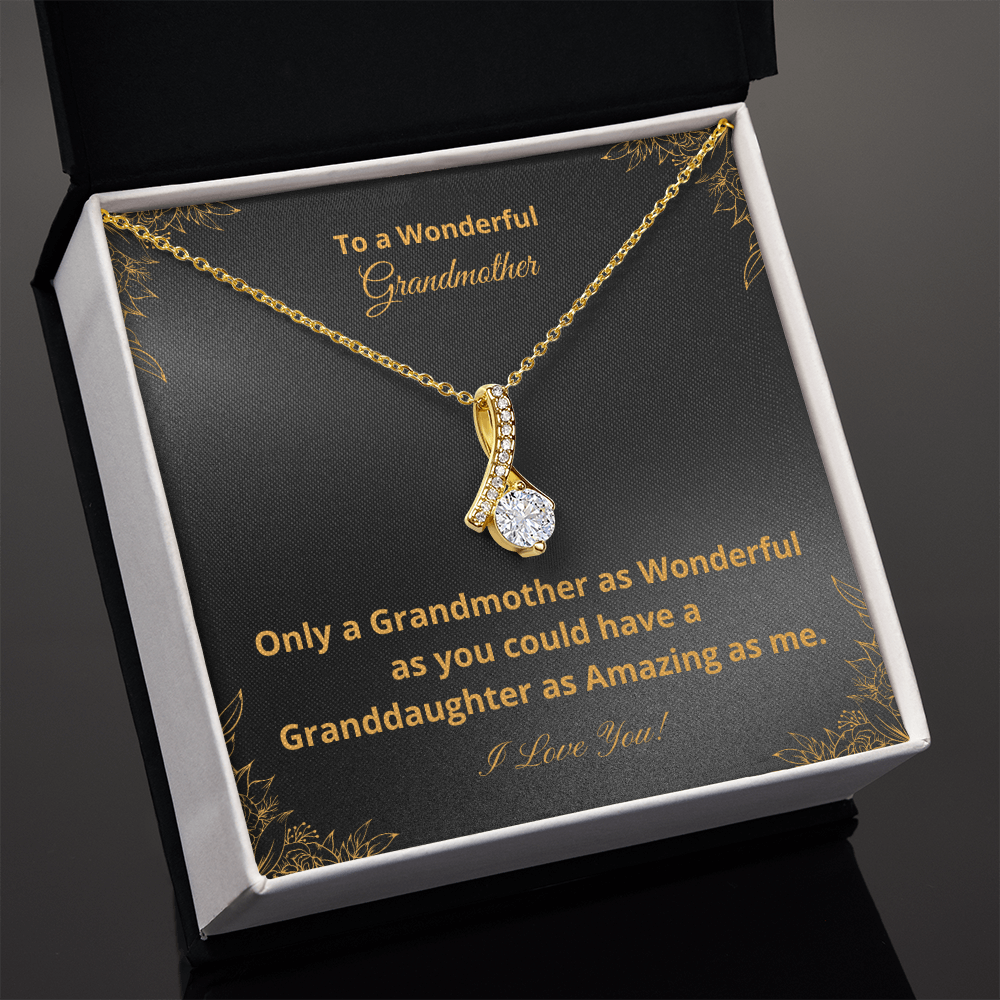 To A Wonderful Grandmother - Amazing Granddaughter - Black and Gold (Alluring Beauty necklace)