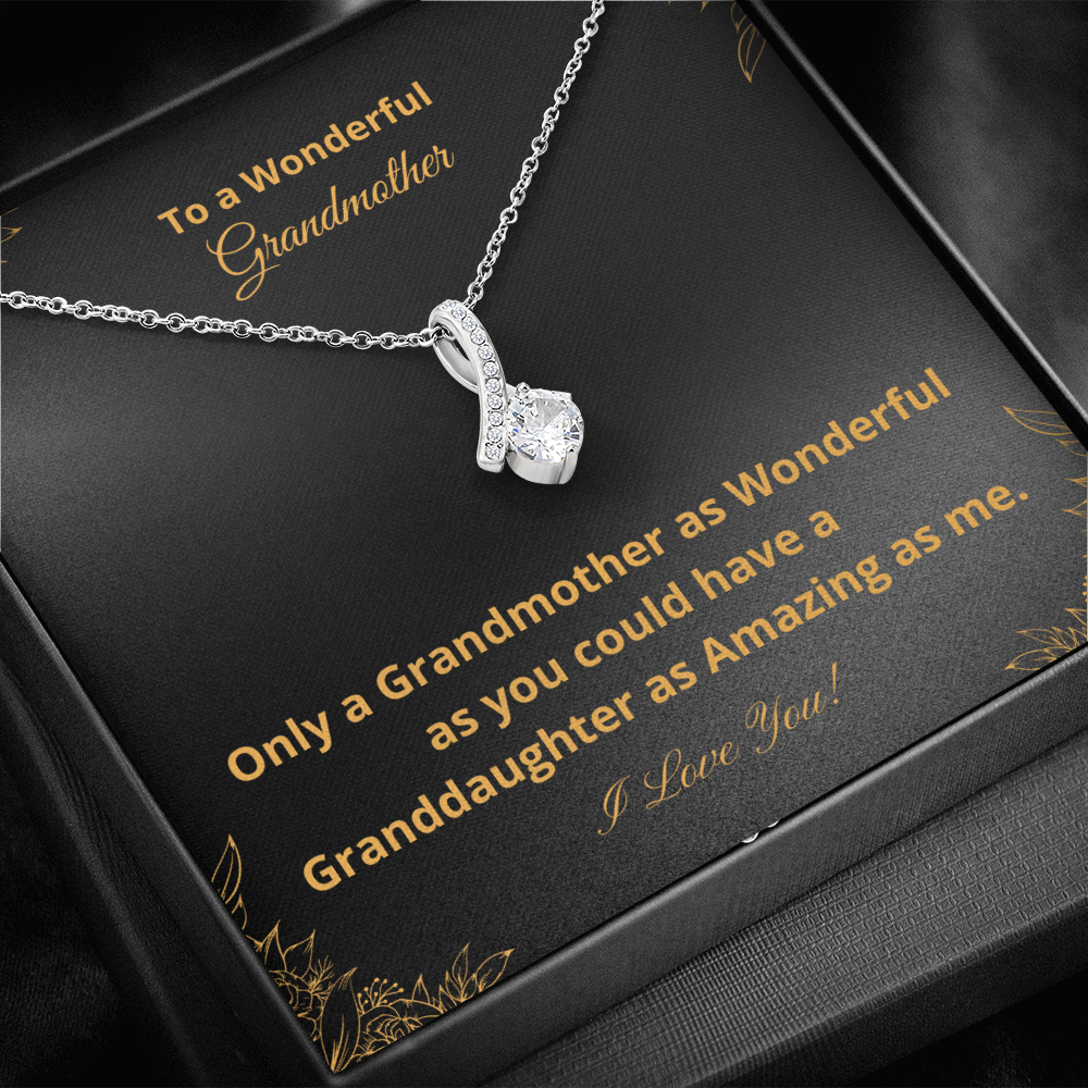 To A Wonderful Grandmother - Amazing Granddaughter - Black and Gold (Alluring Beauty necklace)