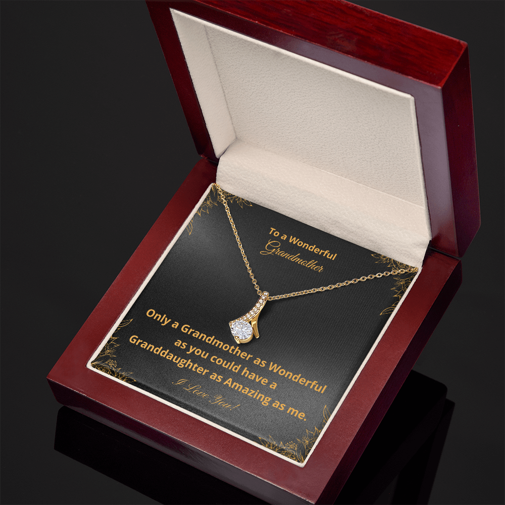 To A Wonderful Grandmother - Amazing Granddaughter - Black and Gold (Alluring Beauty necklace)