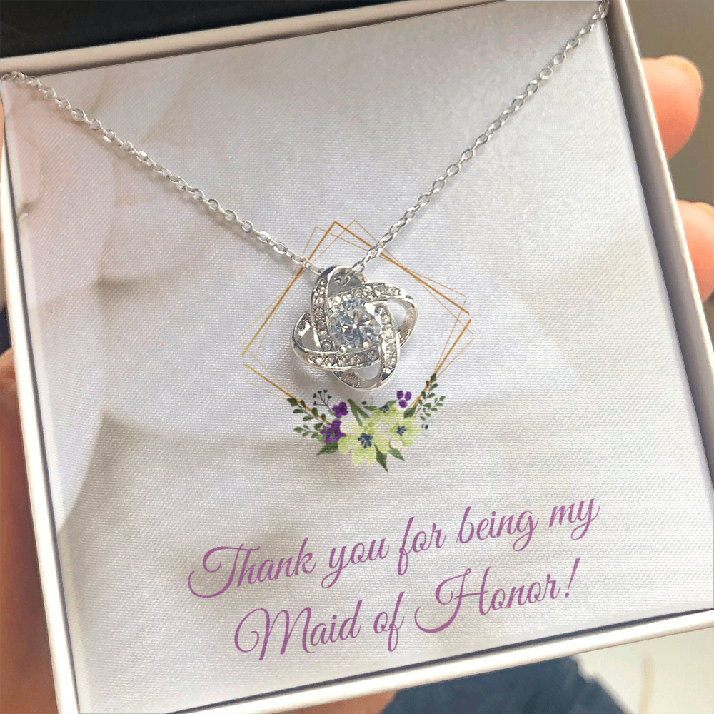 Wedding - Thank you for being my maid of honor (Love Knot necklace) (Message Card Personalizer)