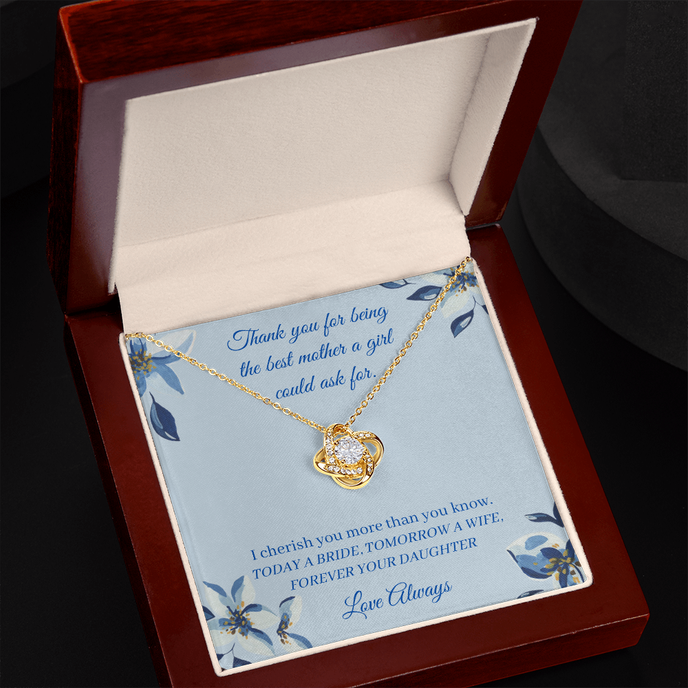 Wedding - Best Mother - Forever Your Daughter (Love Knot necklace) (Message Card Personalizer)