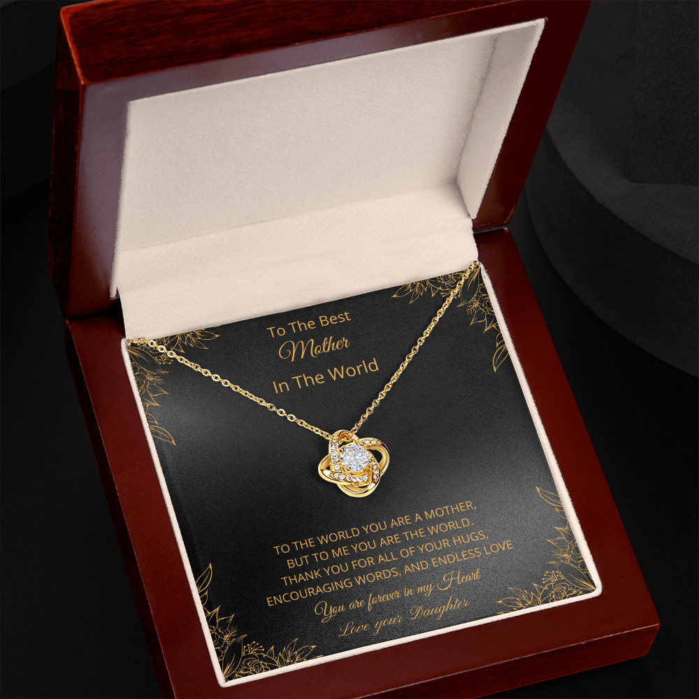 To The Best Mother In The World - Black (Love Knot necklace)