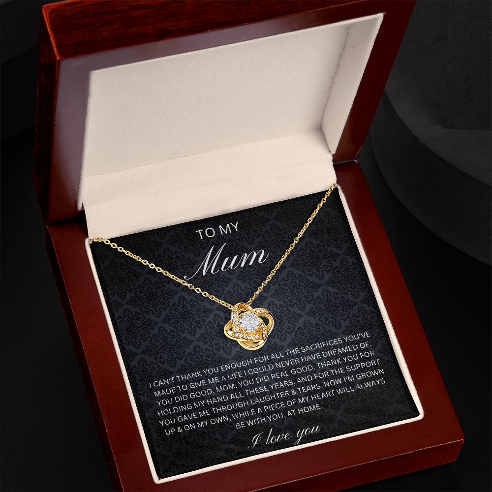 To my Mum - Thank you for holding my hand (Love knot necklace)