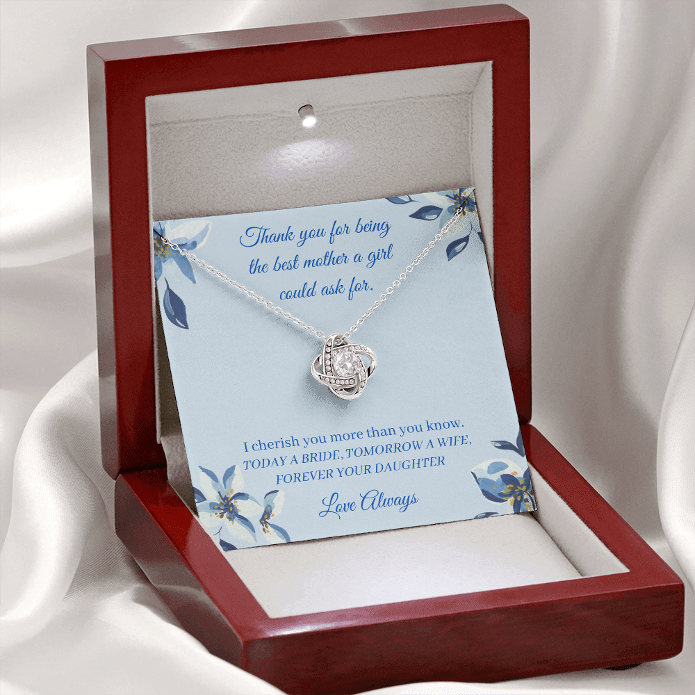 Wedding - Best Mother - Forever Your Daughter (Love Knot necklace) (Message Card Personalizer)