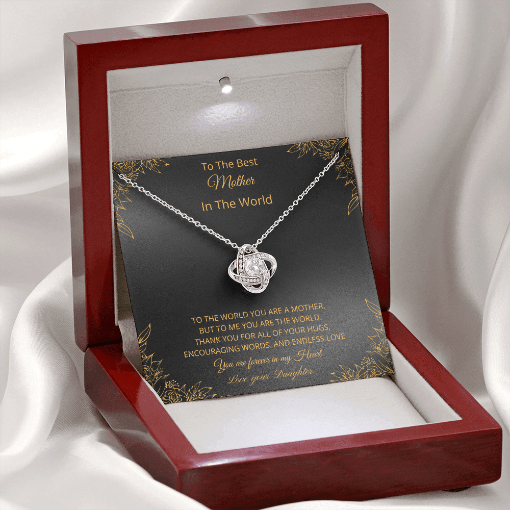 To The Best Mother In The World - Black (Love Knot necklace)