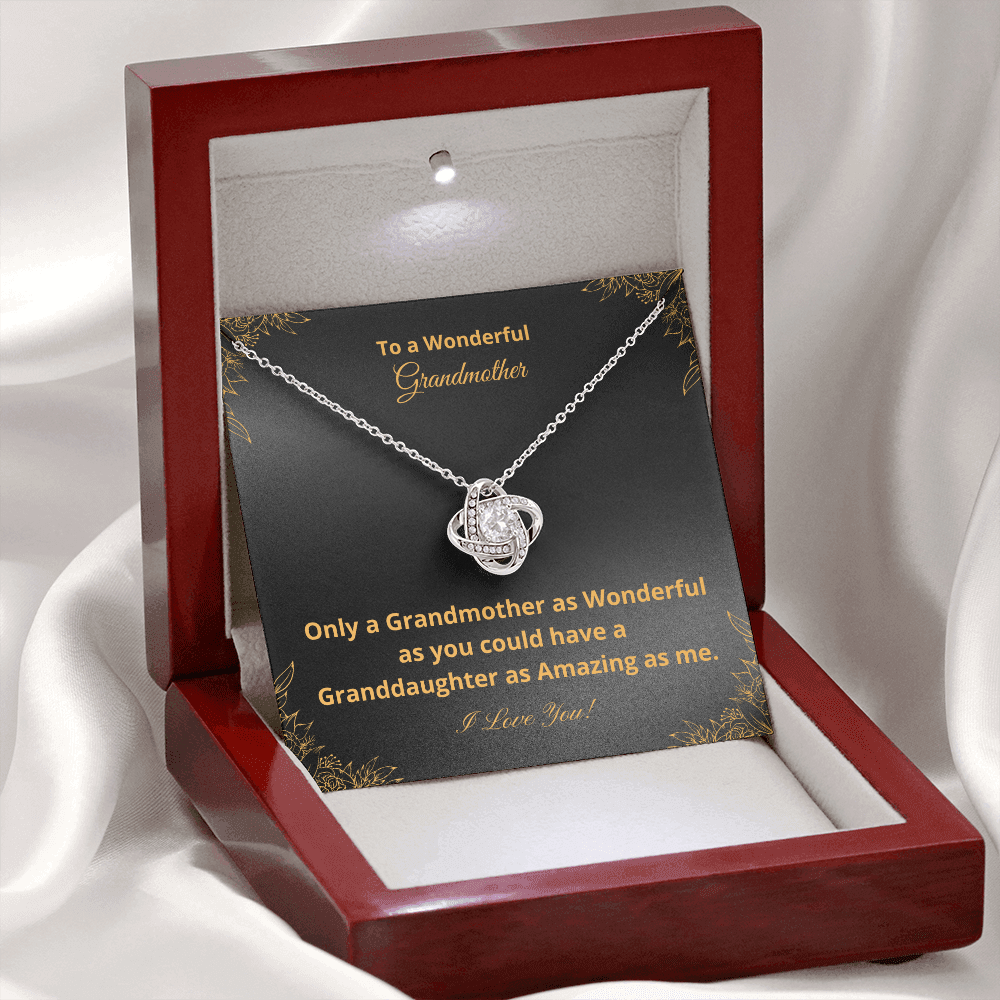 To A Wonderful Grandmother - Amazing Granddaughter - Black and Gold (Love Knot necklace)