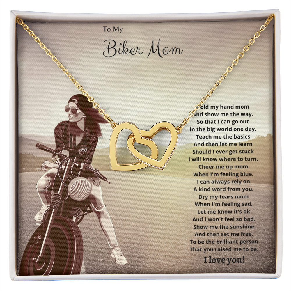To My Biker Mom. Hold my hand (Interlocking Hearts necklace)