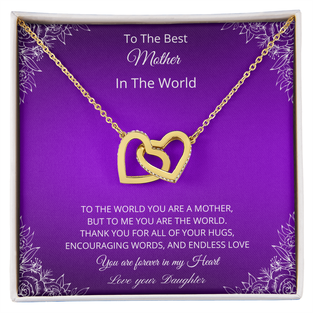 To The Best Mother In The World - Purple (Interlocking Hearts necklace)