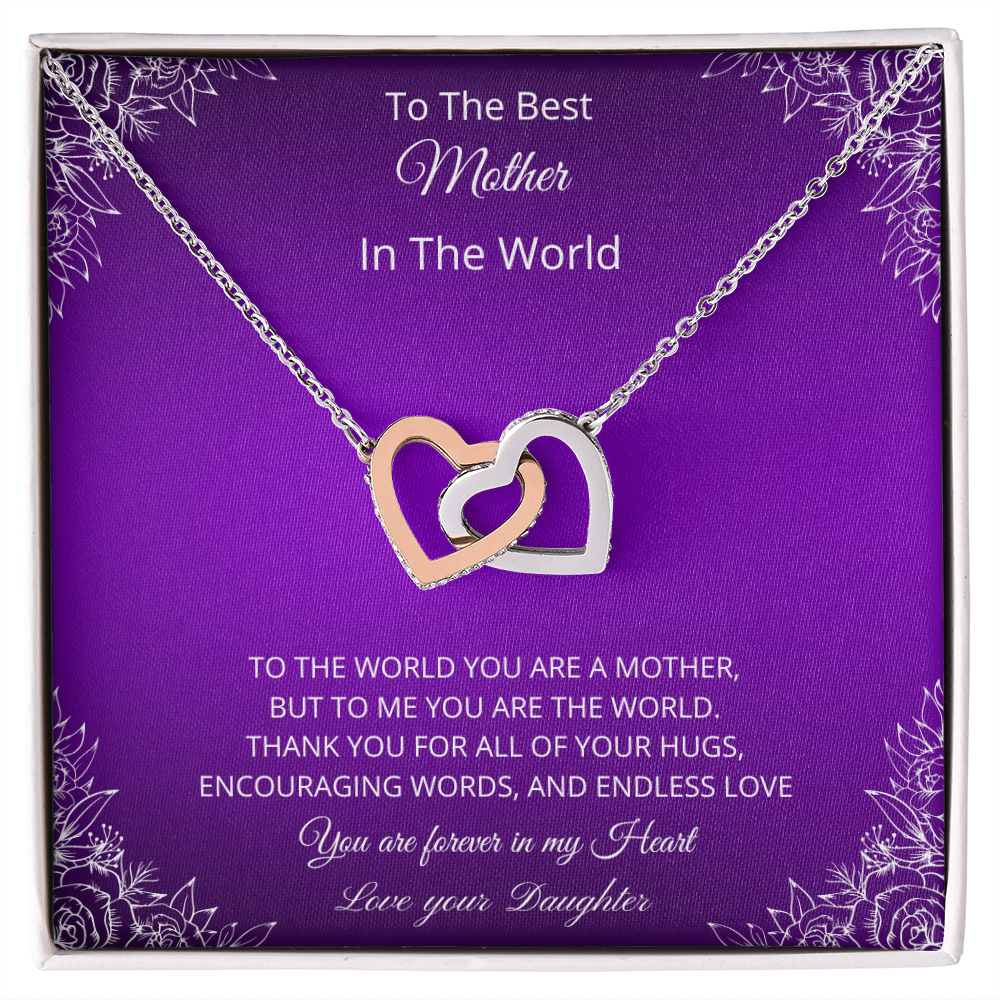 To The Best Mother In The World - Purple (Interlocking Hearts necklace)