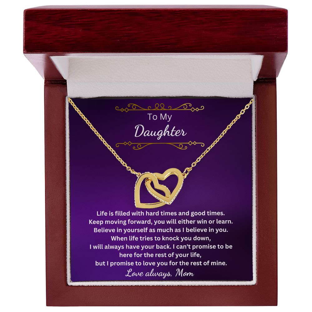 To My Daughter - You either win or learn (Interlocking Hearts necklace)