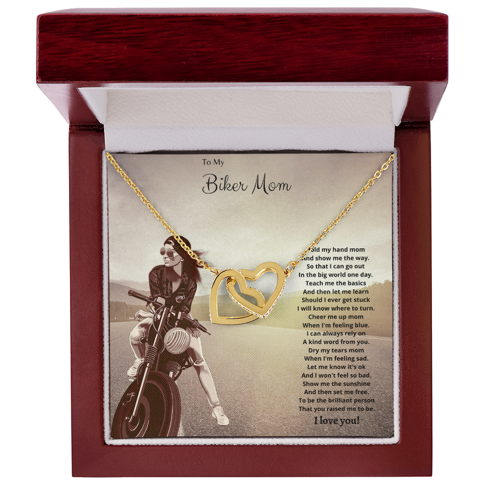 To My Biker Mom. Hold my hand (Interlocking Hearts necklace)