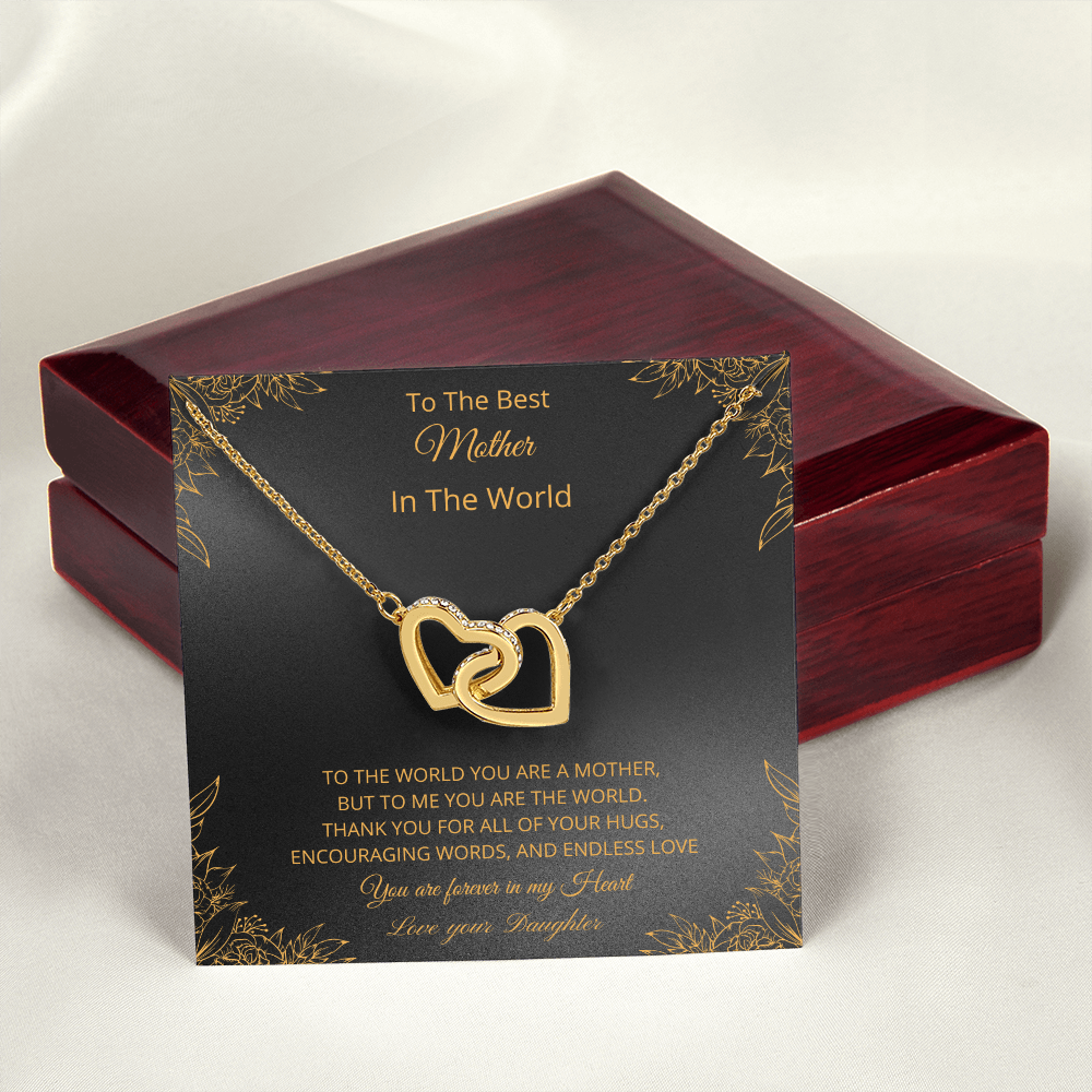 To The Best Mother In The World - Black (Interlocking Hearts necklace)