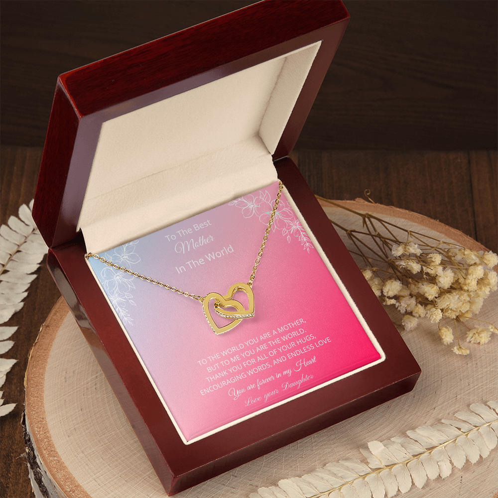 To The Best Mother In The World - Pink (Interlocking Hearts necklace)