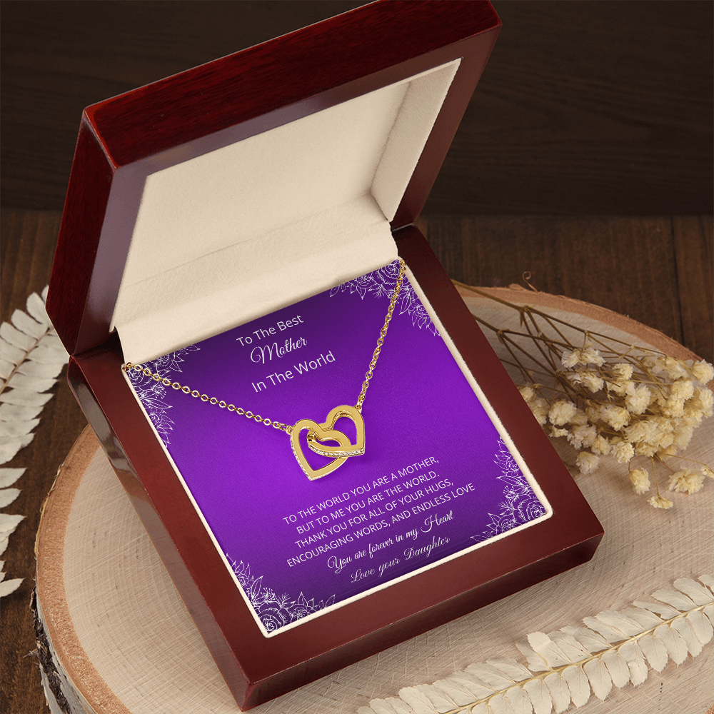 To The Best Mother In The World - Purple (Interlocking Hearts necklace)