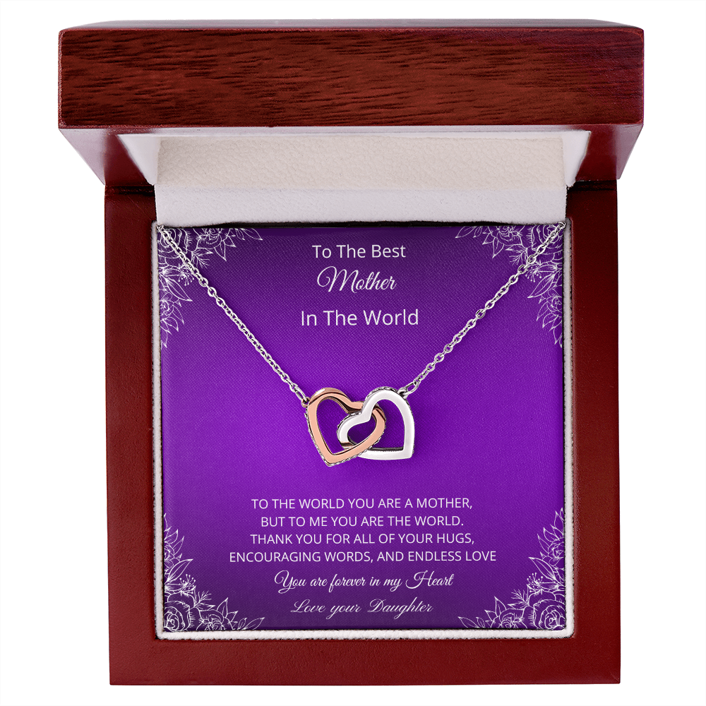 To The Best Mother In The World - Purple (Interlocking Hearts necklace)