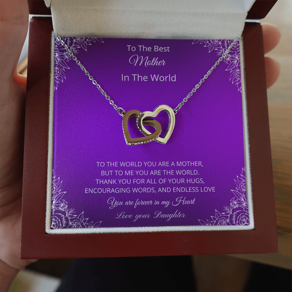 To The Best Mother In The World - Purple (Interlocking Hearts necklace)