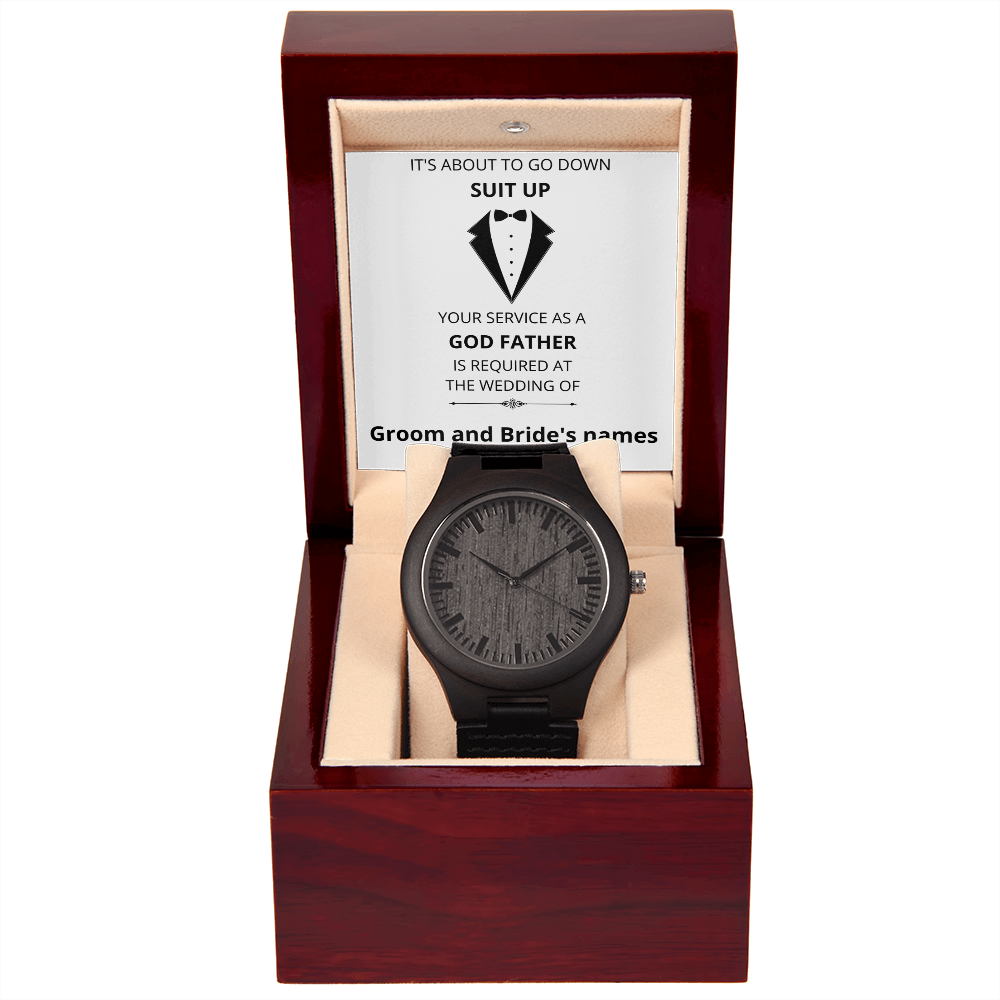 Wedding - Suit Up - God Father (Wooden Watch) (Message Card Personalizer)