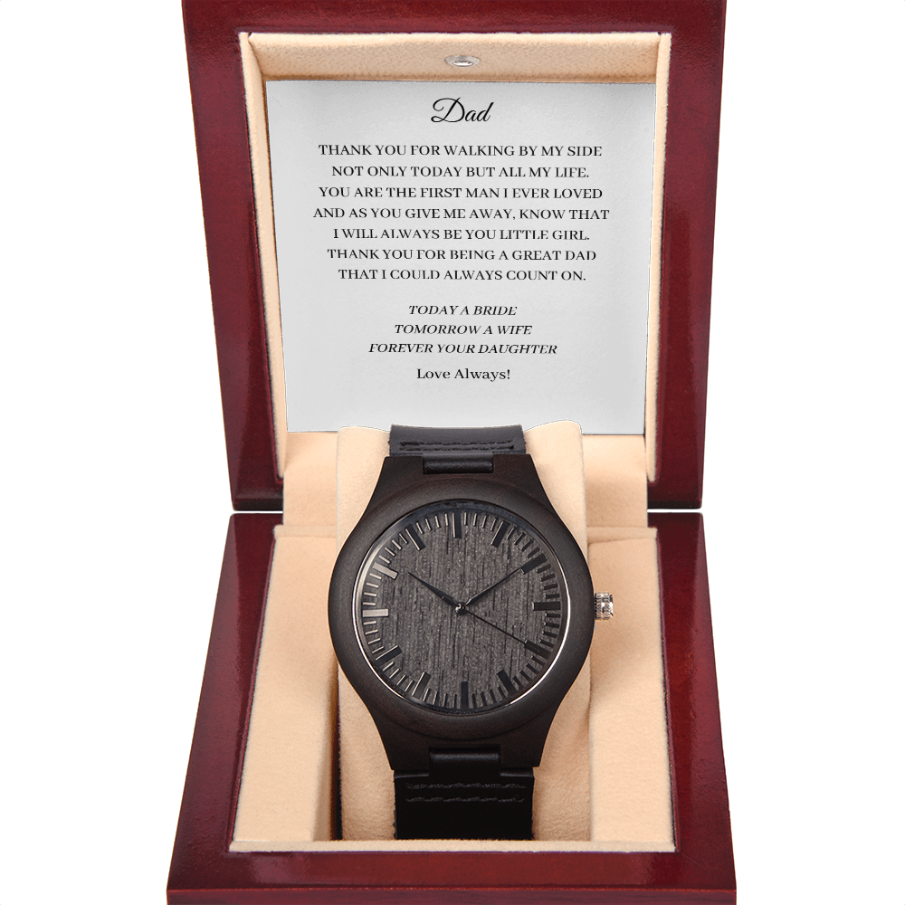 Wedding - Father of the Bride - Thank you for walking by my side (Wooden Watch)