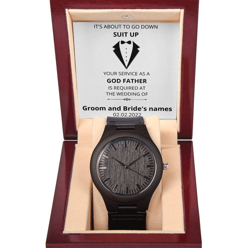 Wedding - Suit Up - God Father (Wooden Watch) (Message Card Personalizer)