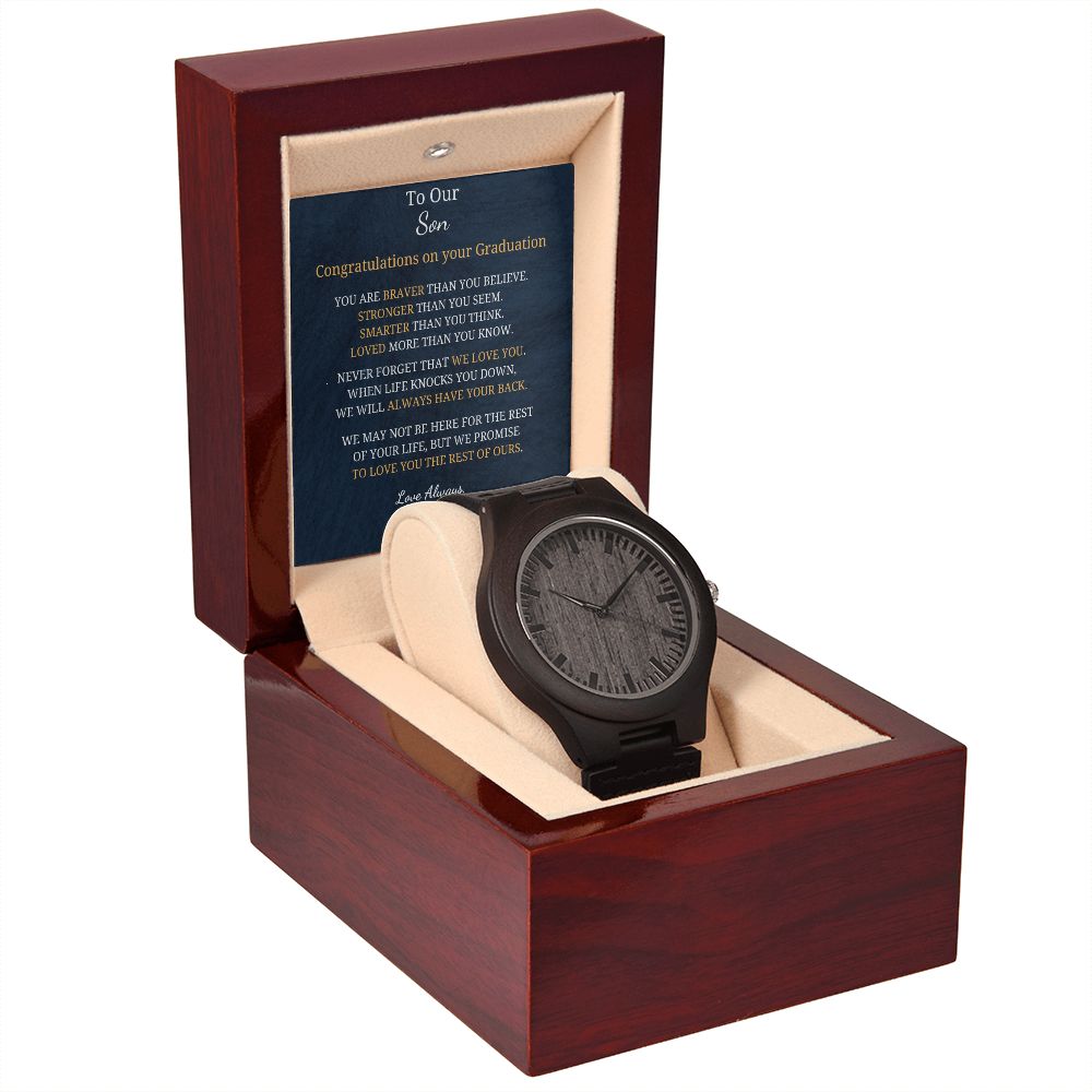 To Our Son - Graduation - Love always - Mum and  Dad (Wooden Watch)