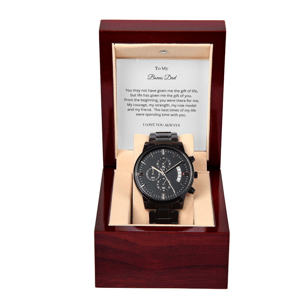Bonus Dad - Gift of Life - From Son (Watch) (Black Chronograph Watch)