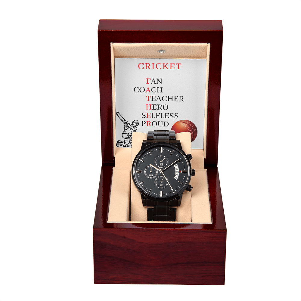 FATHER CRICKET (Black Chronograph Watch)