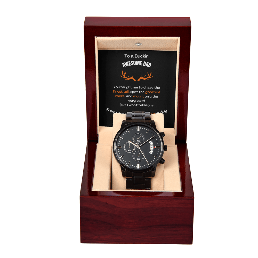 Buckin' Awesome Dad(Watch) (Black Chronograph Watch)