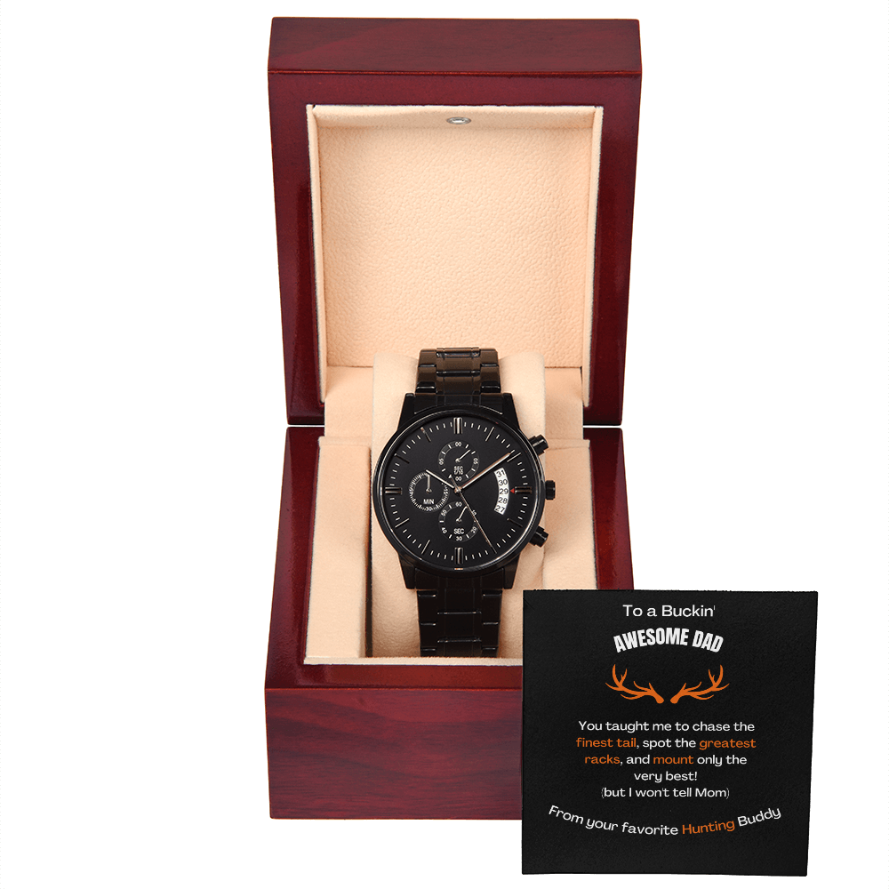 Buckin' Awesome Dad(Watch) (Black Chronograph Watch)