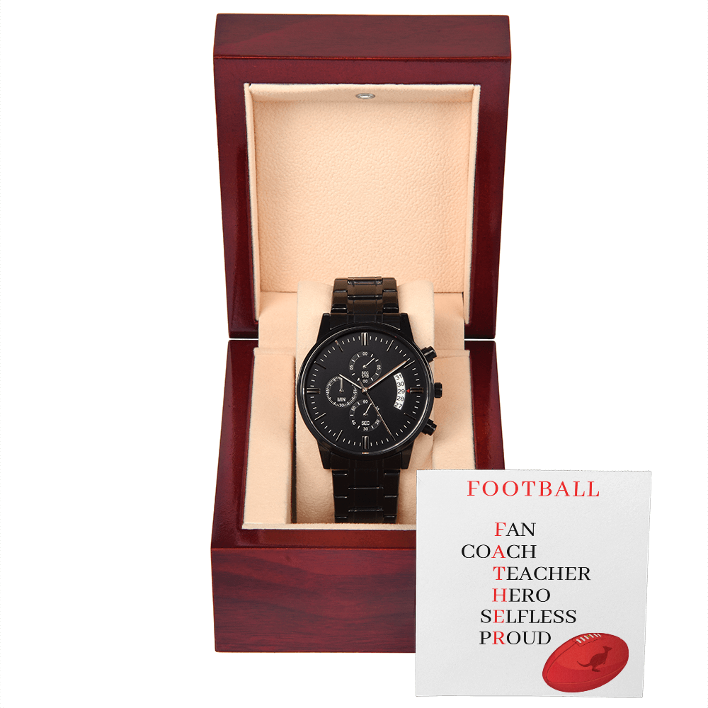 FATHER AUSTRALIAN FOOTBALL (Black Chronograph Watch)