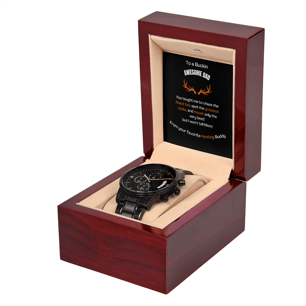 Buckin' Awesome Dad(Watch) (Black Chronograph Watch)