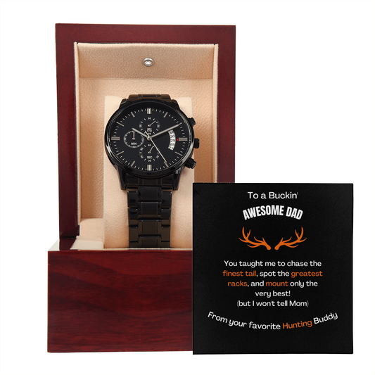 Buckin' Awesome Dad(Watch) (Black Chronograph Watch)