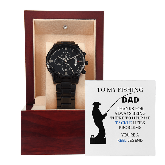 DAD - FISHING (Black Chronograph Watch)
