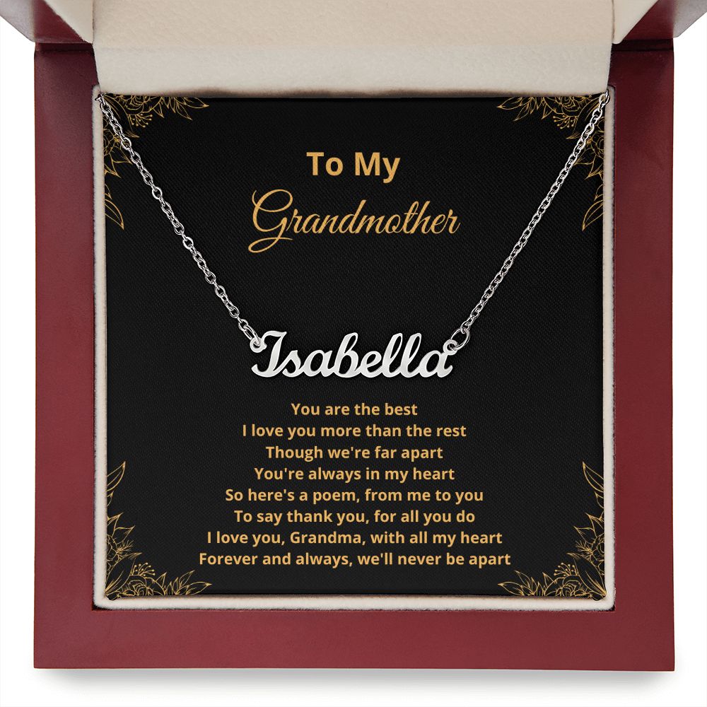 To My Grandmother - I love you Grandma, will all my heart (Personalized Name necklace)