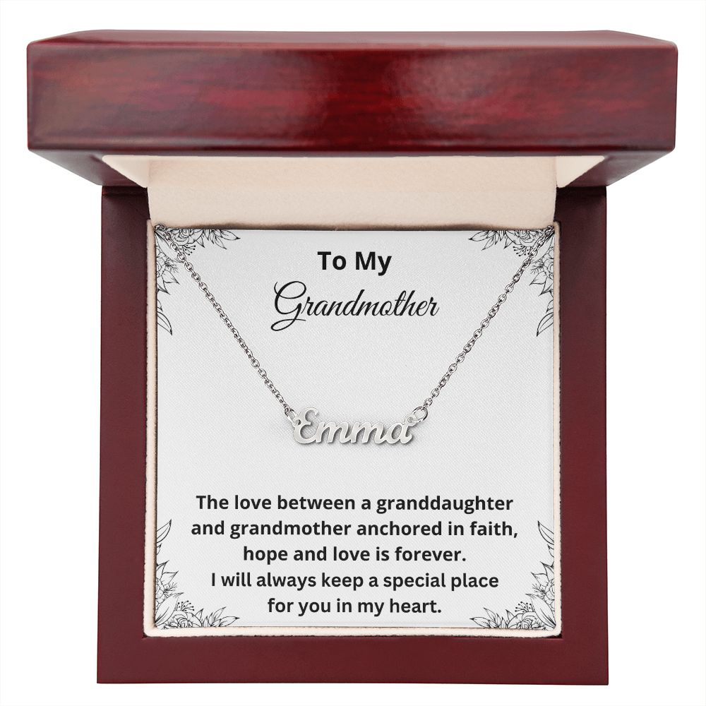 To My Grandmother - The love between a granddaughter and grandmother (Personalized Name necklace)