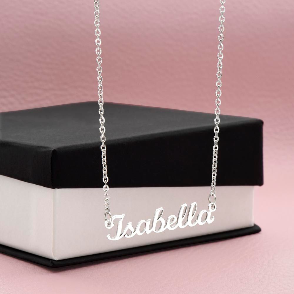 Personalized Name Necklace 18k Yellow Gold and Stainless Steel