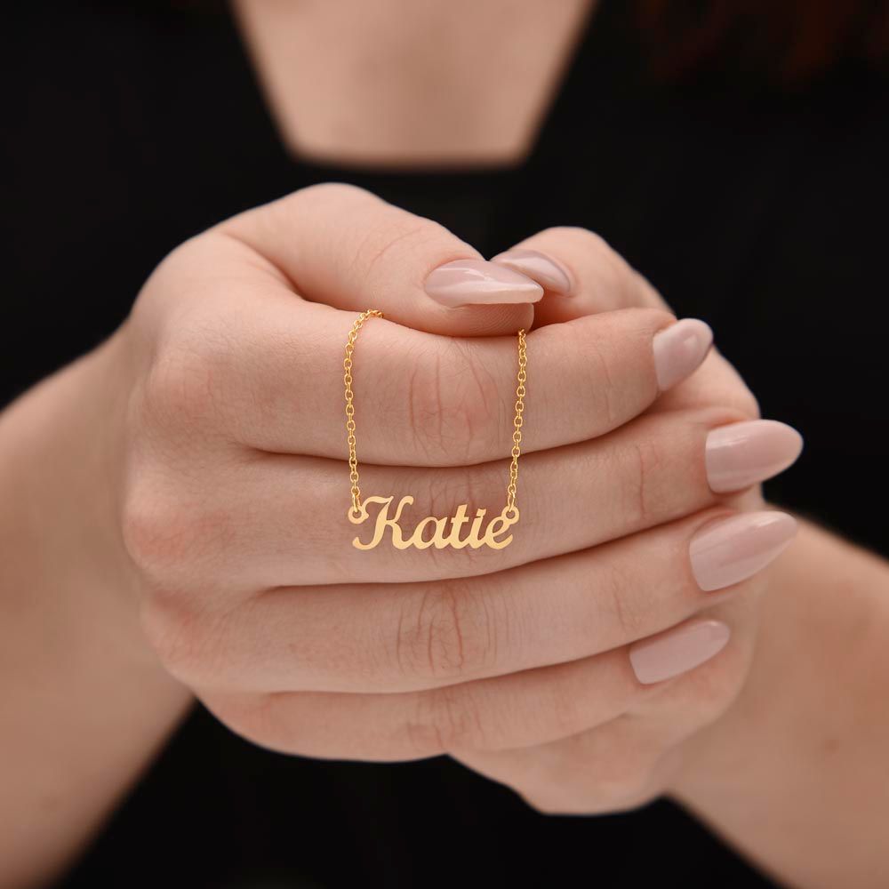 Personalized Name Necklace 18k Yellow Gold and Stainless Steel