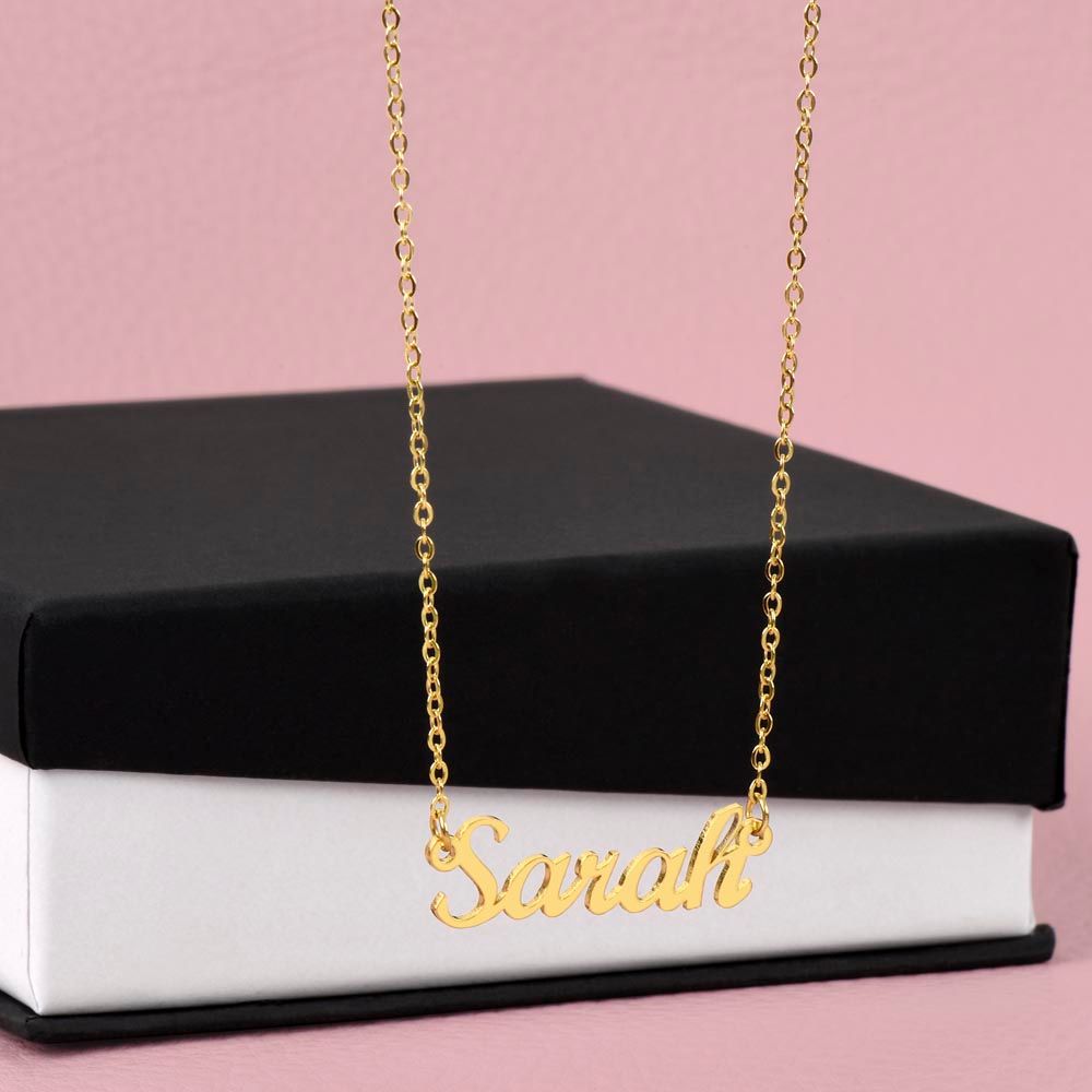 Personalized Name Necklace 18k Yellow Gold and Stainless Steel