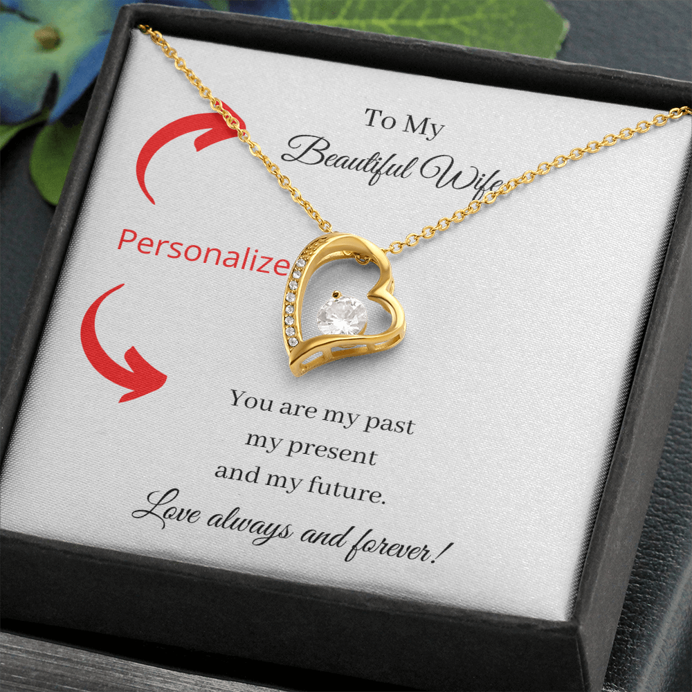 Past Present Future Forever Love necklace Message Card Personalizer Sentiments by Ellazandra