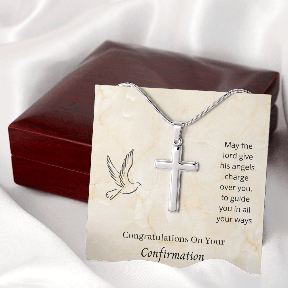 Congratulations On Your Confirmation - May The Lord Give His Angels Charge Over You (Personalized Cross necklace)
