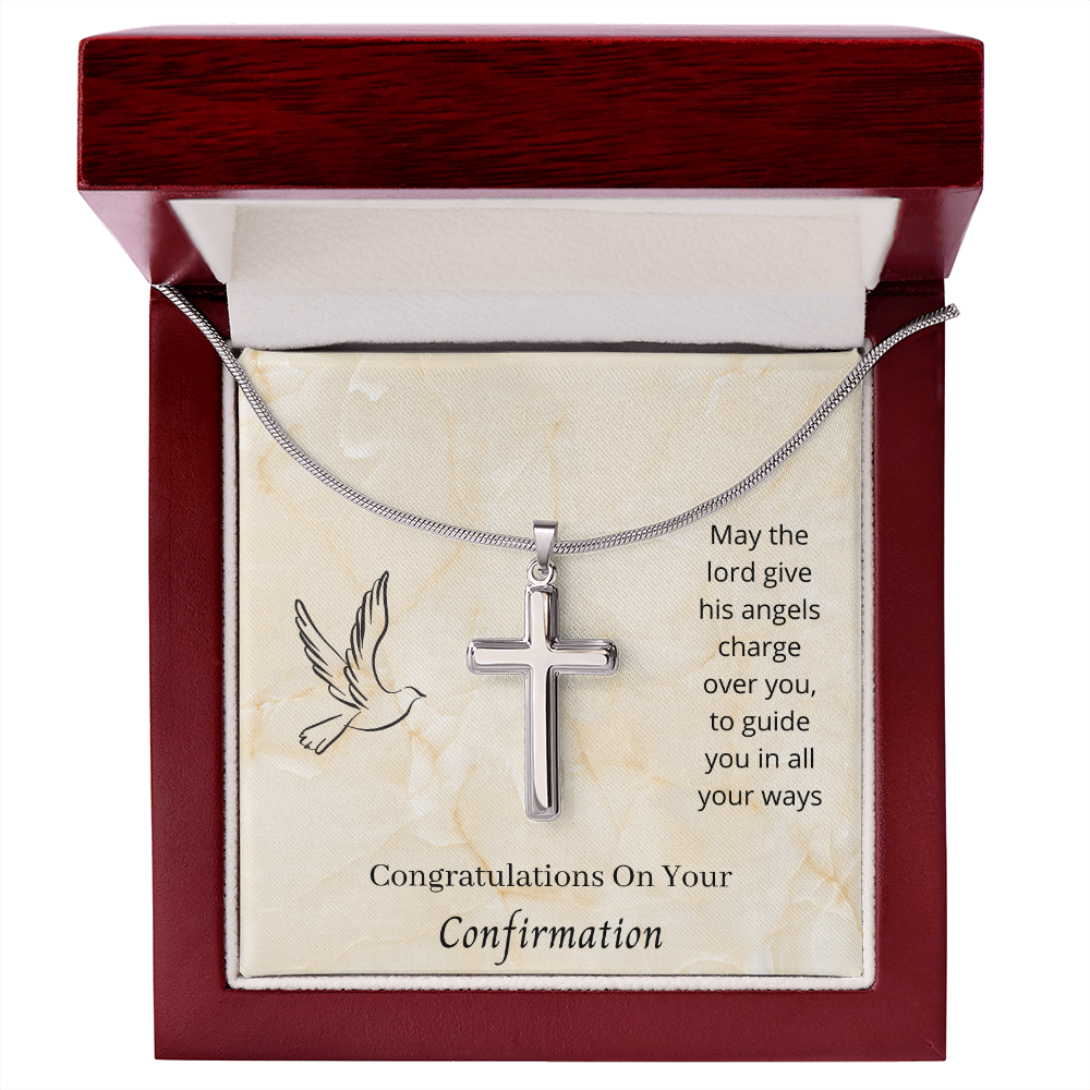 Congratulations On Your Confirmation - May The Lord Give His Angels Charge Over You (Personalized Cross necklace)
