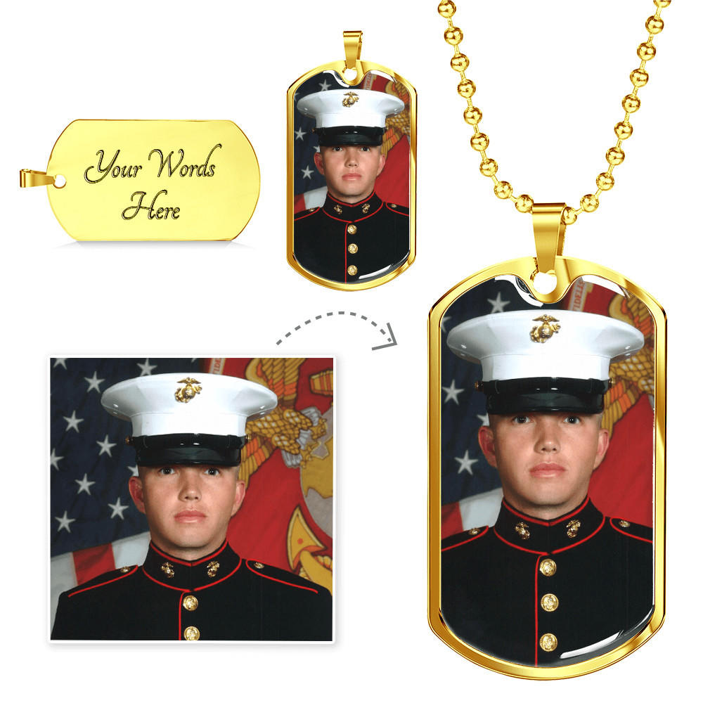 Dog Tag Upload Your Photo and Engraving - Family - Father's Day Gift (Ball Chain necklace)